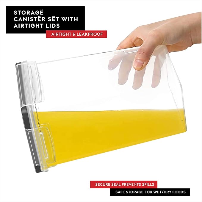 DWËLLZA KITCHEN Airtight Food Storage Container Set - 6 Pieces 2.0L - Plastic BPA Free Kitchen Pantry Storage Containers - Dishwasher Safe - Include 8 Labels and Marker - Keeps Food Fresh & Dry