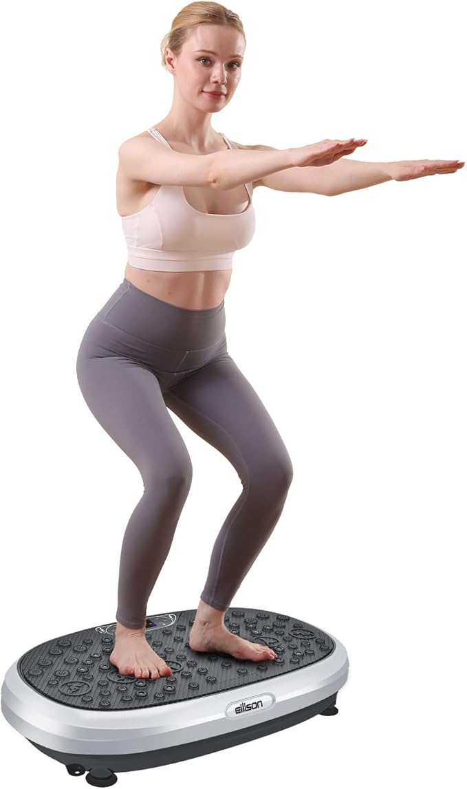 EILISON FitMax 3D XL Vibration Plate Exercise Machine - Whole Body Workout Vibration Platform w/Loop Bands - Lymphatic Drainage Machine for Weight Loss, Shaping, Wellness, Recovery