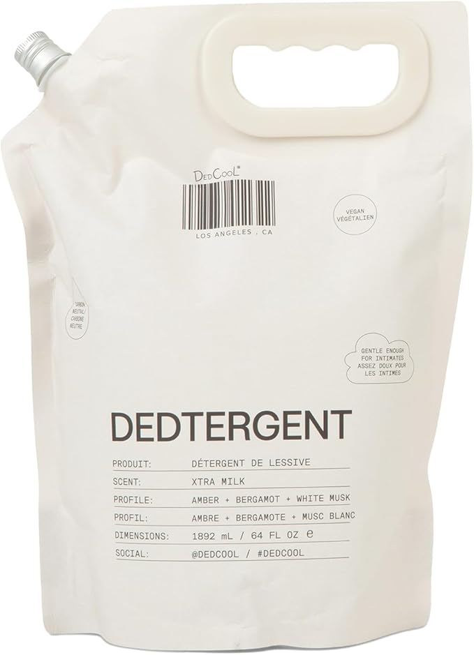 DedCool Liquid Laundry Dedtergent (Xtra Milk Refill 64 oz) Luxurious Fragrance, Scented, Removes Stains, Ideal for 60 Washes, Infused with Essential Oils, Vegan, Non-Toxic, Cruelty & Dye Free
