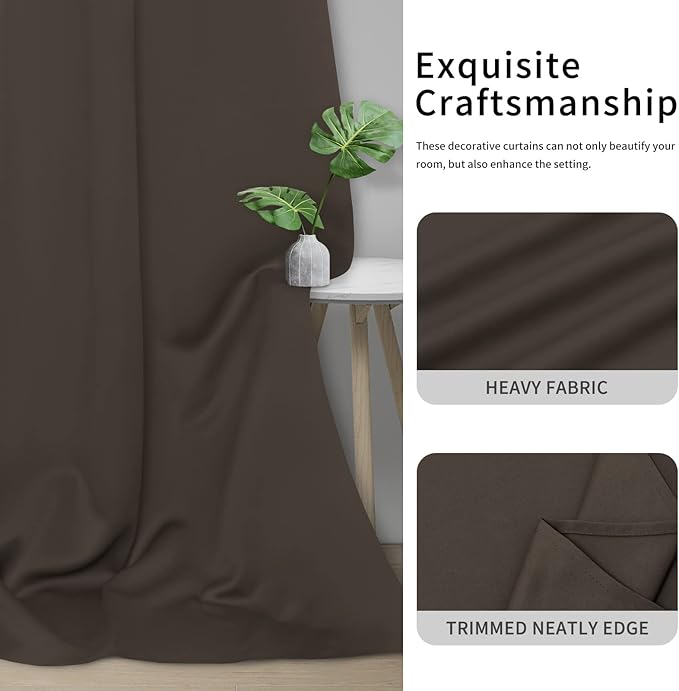 Easy-Going Blackout Curtains for Bedroom, Solid Thermal Insulated Grommet and Noise Reduction Window Drapes, Room Darkening Curtains for Living Room, 2 Panels(46x63 in, Taupe)