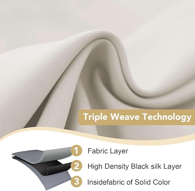 H.VERSAILTEX Ivory Curtains for Bedroom Window Treatment Blackout Thermal Insulated Room Darkening Solid Grommet Curtains/Drapes for Living Room (Set of 2 Panels, 52 by 84 Inch Long, Ivory/Cream)