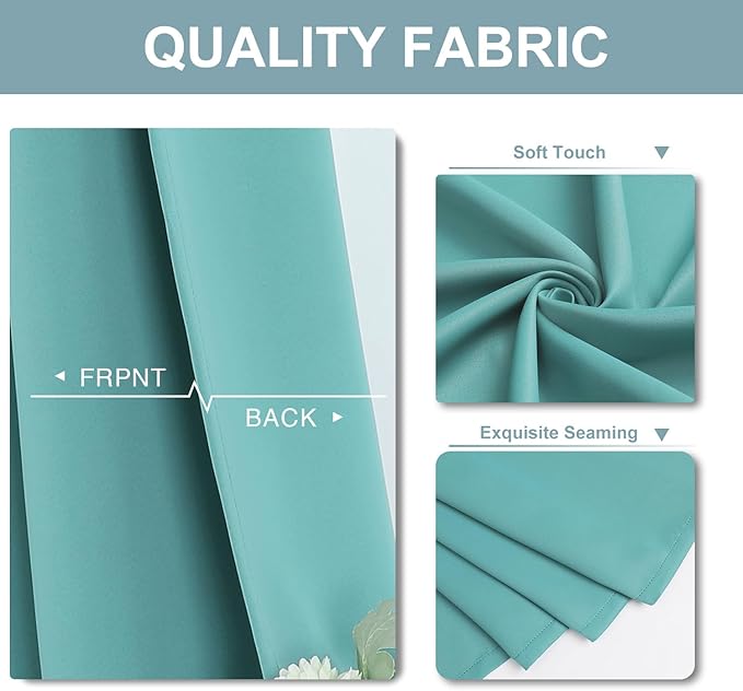 ChrisDowa Blackout Curtains 108 inches Long for Bedroom - 2 Panels Set Grommet Thermal Insulated Room Darkening Curtains for Living Room (Aqua, 52 x 108 Inch)