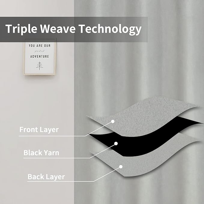 Easy-Going Blackout Curtains for Bedroom, Solid Thermal Insulated Grommet and Noise Reduction Window Drapes, Room Darkening Curtains for Living Room, 2 Panels(46x63 in, Greyish White)