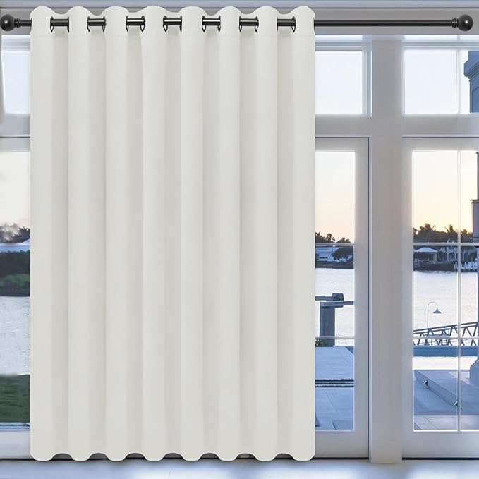 Easy-Going Blackout Door Curtains for Bedroom, Solid Thermal Insulated Grommet and Noise Reduction Window Drapes, Room Darkening Curtains for Living Room, 1 Panel (100x96 in, Ivory)
