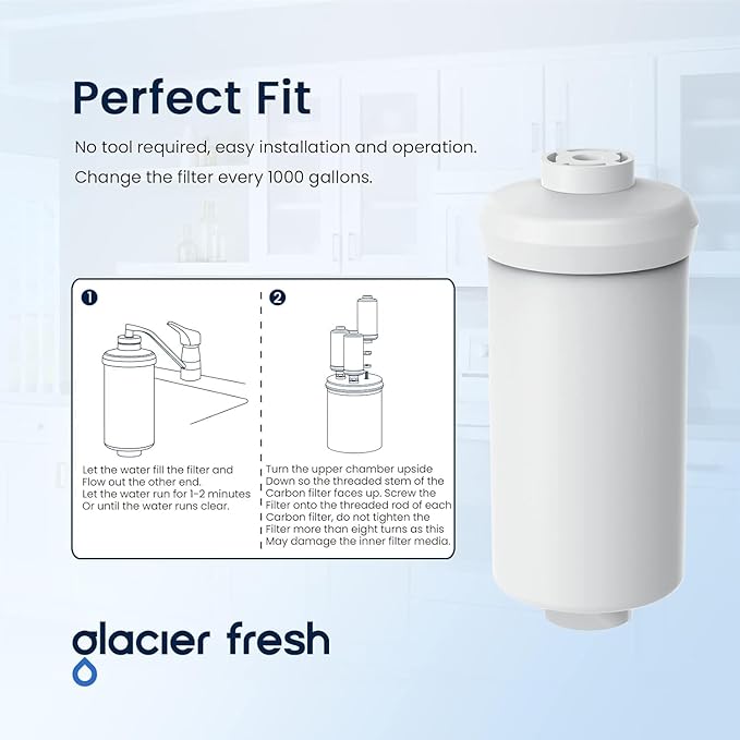 GLACIER FRESH Fluoride Filters, Replacement for Berkey® PF-2® Fluoride Filters and Berkey® Gravity Filtration System, 6 Pack