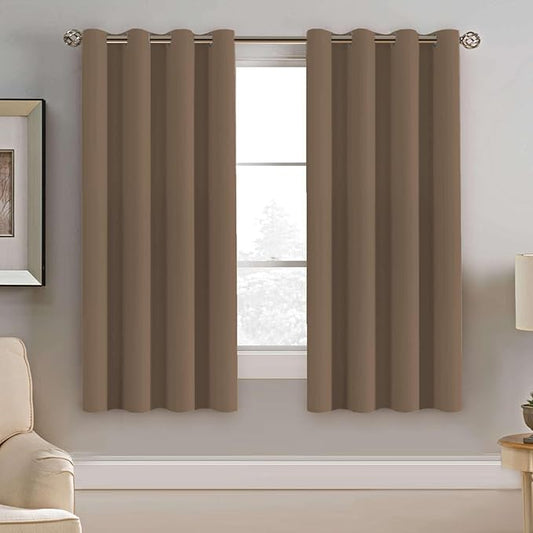 H.VERSAILTEX Blackout Window Curtain Panels Thermal Insulated Room Darkening Solid Grommet Curtains/Drapes for Bedroom Privacy Protection (Set of 2 Panels,52 by 63 Inch Long, Macchiato)