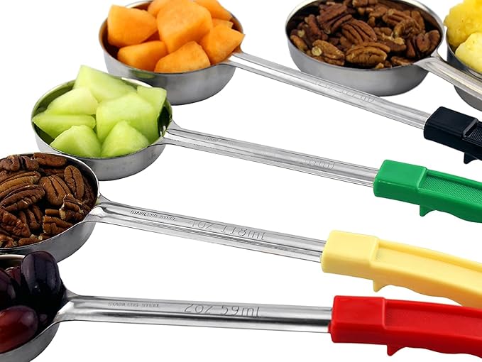 Darware Portion Control Serving Spoons (6-Piece Ladle Set); w 1/4 Cup, 1/2 Cup, 3/4 Cup & 1 Cup (2, 4, 6, 8 oz) & 1/2 & 1 Cup Utensils/Spoodles
