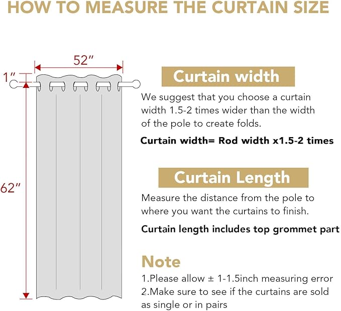 H.VERSAILTEX Blackout Grey Curtains for Bedroom/Living Room Thermal Insulated, 52" Wide x 63" Long Each Panel,Grommet Top (Set of 2 Panels, Charcoal Gray)