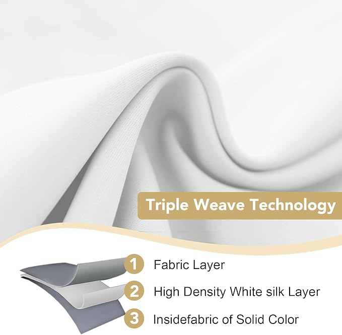 H.VERSAILTEX Pure White Curtains 63 inch Length Window Treatment Panels for Living Room Thermal Insulated Grommet Curtain Drapes (Set of 2)