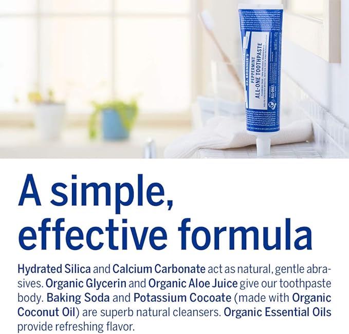 Dr. Bronner’s All-One Toothpaste 4-Pack Variety– (Peppermint, Spearmint, Cinnamon, Anise, 5oz Each)– 70% Organic Ingridients, SLS Free Toothpaste, Fluoride Free, Natural, Vegan, for Sensitive Teeth