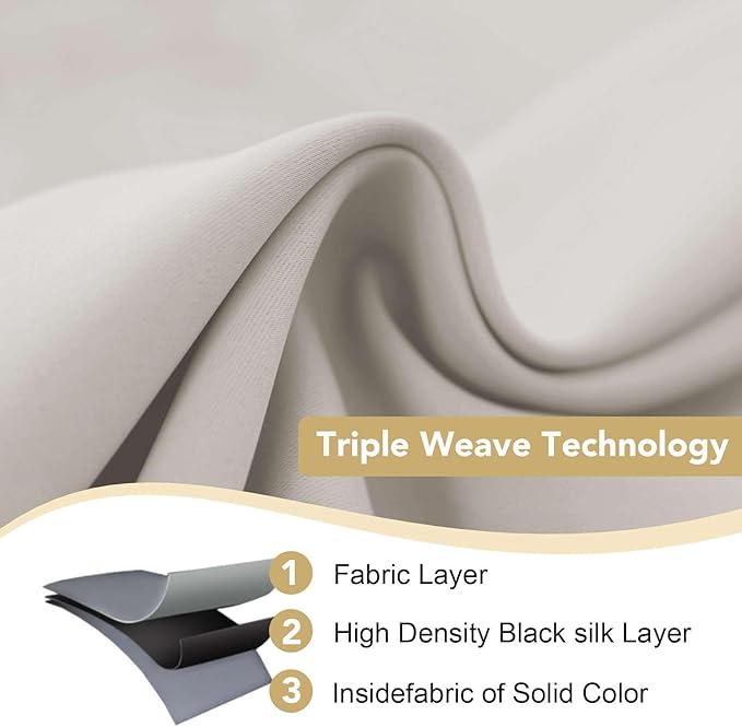 H.VERSAILTEX Premium Blackout Thermal Insulated Room Darkening Curtains for Bedroom/Living Room - Classic Grommet Top (2 Panels, Stone, 52 Inch by 96 Inch)