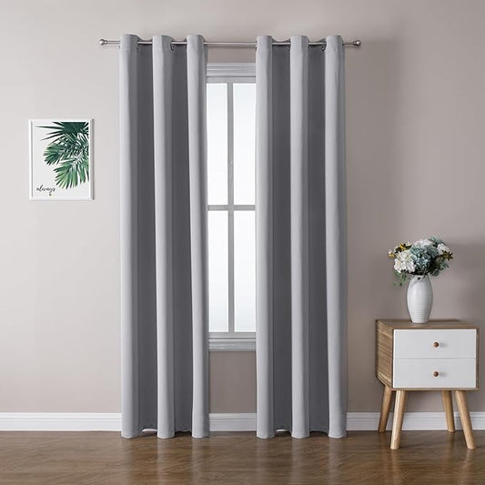 ChrisDowa Blackout Curtains 78 inches Long for Bedroom - 2 Panels Set Grommet Thermal Insulated Room Darkening Curtains for Living Room (Light Grey, 42 x 78 Inch)