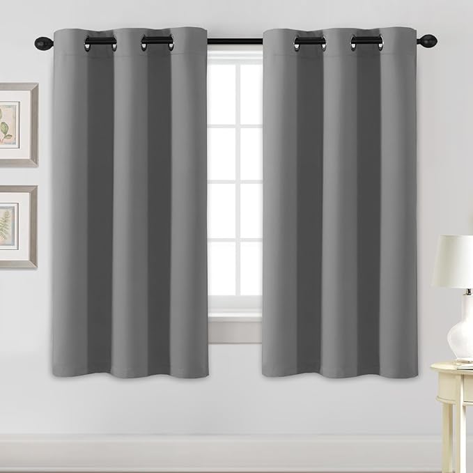H.VERSAILTEX Blackout Curtains for Bedroom Thermal Insulated Room Darkening Living Room Curtains 63 Inch Long Grommet Privacy Protection Window Curtain Panels/Drapes for Nursery,2 Panels,Grey