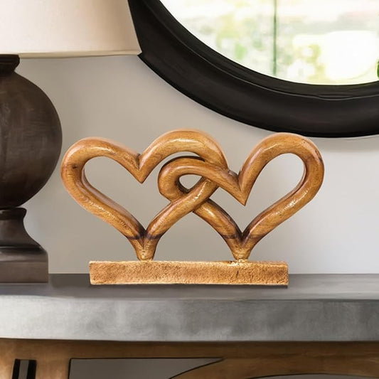Decozen Gifts for Mom - Wooden Heart Sculpture - Mother's Day Birthday Gifts, Home, Office, Living Room, Shelf, Fireplace, Farmhouse, Tabletop, Boho and Mantle Decor - Mothers Day Decorations