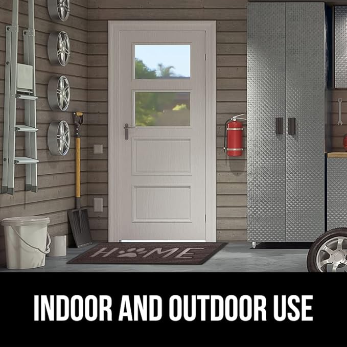GORILLA GRIP 100% Waterproof All-Season WeatherMax Doormat, 47x35, US Designed Natural Rubber, Stain and Fade Resistant, Low Profile Indoor Outdoor Door Mats, Easy Clean Patio Mat, Espresso Home Paw
