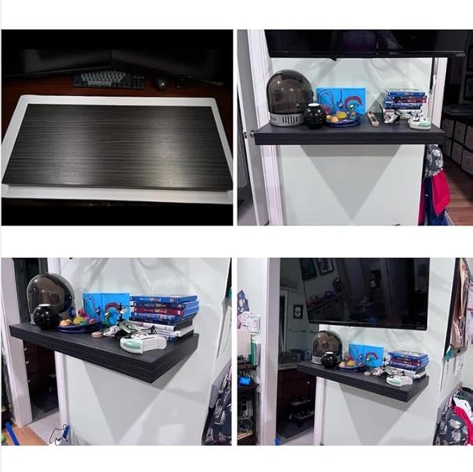 Floating Shelf, Set of 2 Wall Shelf, 36 in W x 12.75 in D x 2 in H Wooden Floating Wall Shelf with Invisible Brackets for Living Room/Bedroom/Bathroom/Kitchen Storage and Decor, Black Wood