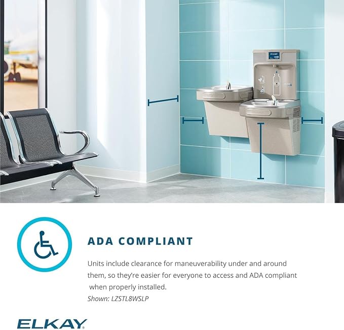 Elkay LZSTL8WSSP Enhanced Bottle Filler & Bi-Level ADA Cooler Refrigerated Stainless High Capacity Lead Drop Down Wrapper