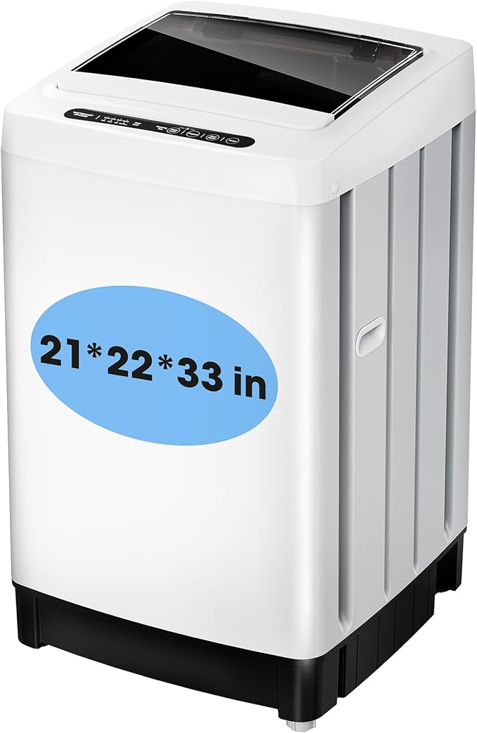 Compact Top-Load Washing Machine, Full-Automatic 1.5 Cu.ft Washer with 10 Water Levels & 8 Wash Programs for Apartment, Home, Dorm and RVs