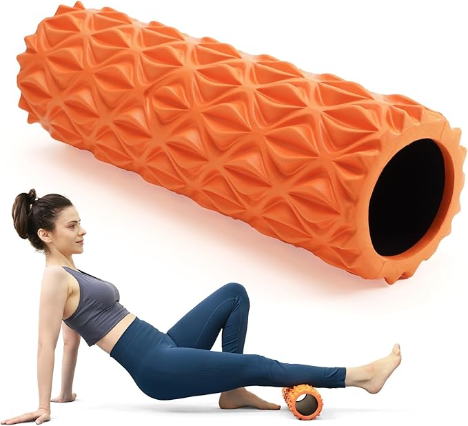 Foam Roller - 15 inch Deep Tissue Massager for Muscle Massage, Myofascial Trigger Point Release, Exercise, Yoga, Pilates & Stretching(Orange)
