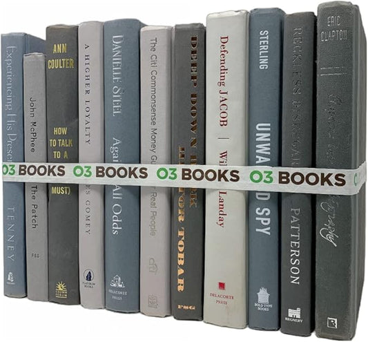 Curated Decorative Books Hardcover Décor Books for Home Décor, Choose Color, Interior Design, Office, Wedding Display, Instant Library, or Staging (Half Foot, Gray)