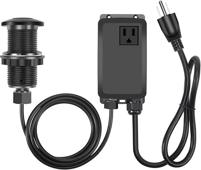 Garbage Disposal Air Switch Kit, Garbage Disposal Button, Sink Top Waste Disposer On/Off Switch, Matte Black (Stainless Steel Cover), UL Listed Air Switch Compatible with All Garbage Disposals