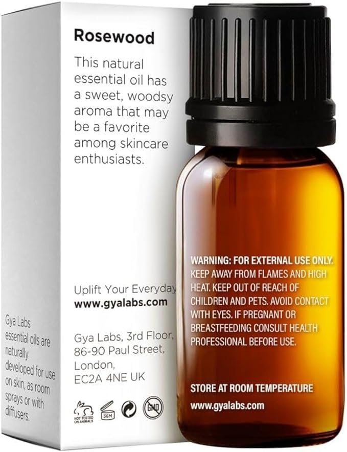 Gya Labs Rosewood Essential Oil for Skin - 0.34 Fl Oz - 100% Pure Natural Rosewood Oil for Diffuser & Aromatherapy, Massage, Candle Making Scent