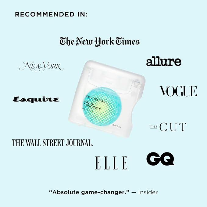 Cocolab Woven Dental Floss, Dentist-Designed Oral Care, Coconut Scent, Waxed, Expanding, Vegan, Kid-Friendly String Floss with Coconut Oil, 1 Spool (33 yd)