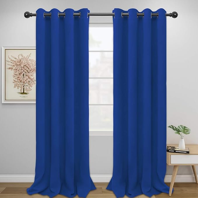 Easy-Going Blackout Curtains for Bedroom, Solid Thermal Insulated Grommet and Noise Reduction Window Drapes, Room Darkening Curtains for Living Room, 2 Panels (52x108 in,Classic Blue)