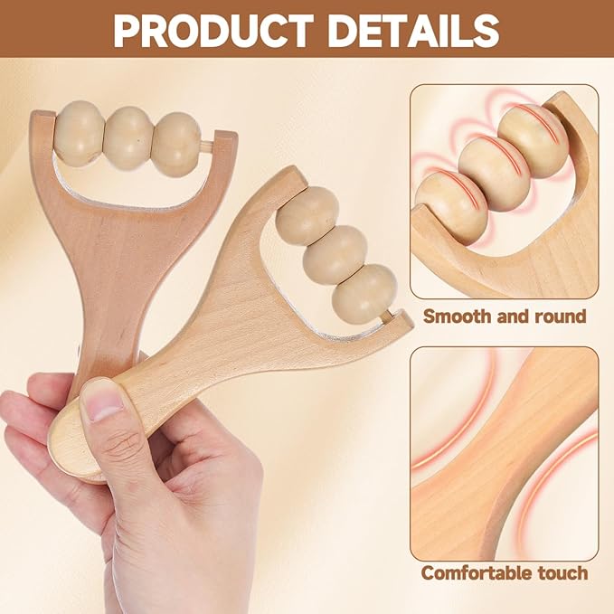 Ciieeo 2Pcs Wooden Massage Roller - Compact Handheld Tool for Foot Shoulder Neck and Waist Relaxation - Improve Sleep Quality