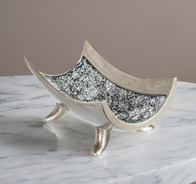 Creative Scents Schonwerk Silver Centerpiece Bowl - Coffee Table Decor - Centerpiece Table Decorations for Dining Room Living Room or Entry Table - Decorative Bowl - Best Wedding/Birthday Gift