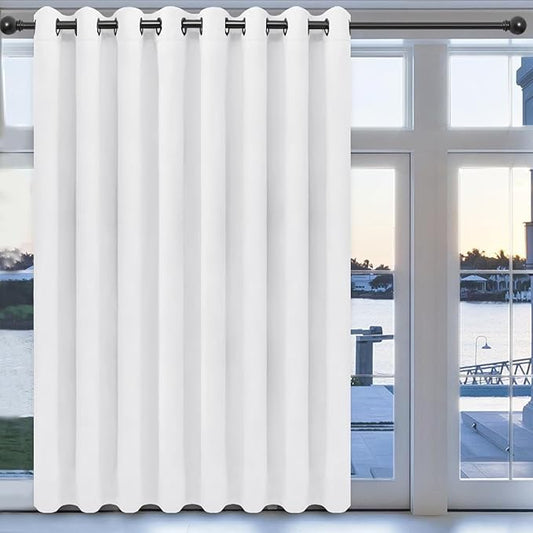 Easy-Going Blackout Door Curtains for Bedroom, Solid Thermal Insulated Grommet and Noise Reduction Window Drapes, Room Darkening Curtains for Living Room, 1 Panel (100x96 in, White)