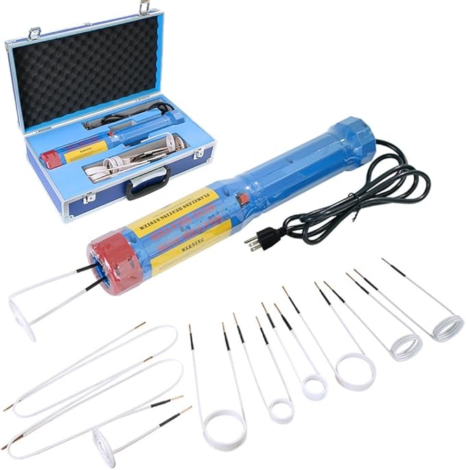 Generic Magnetic Induction Heater, Flameless Bolt Removal Tool, Handhled Induction Heater Kit with 8 Coils & 2 Copper Wires, 1100W Rusty Bolt Removing Tool (Upgraded Rotary Type), Blue