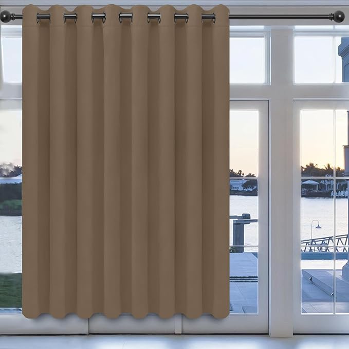 Easy-Going Blackout Door Curtains for Bedroom, Solid Thermal Insulated Grommet and Noise Reduction Window Drapes, Room Darkening Curtains for Living Room, 1 Panel (100x84 in, Camel)