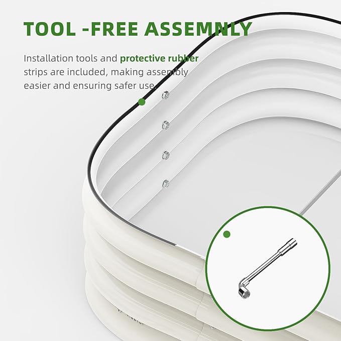DaisyVibe Raised Garden Bed Kit, Planter Raised Garden Boxes Outdoor, Oval Large Metal Raised Garden Beds for Vegetables Flowers (White, 5ftx2ftx1ft)