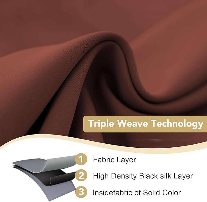 H.VERSAILTEX Blackout Window Curtain Panels Thermal Insulated Room Darkening Solid Grommet Curtains/Drapes for Bedroom Privacy Protection (Set of 2 Panels,52 by 63 Inch Long, Rust)