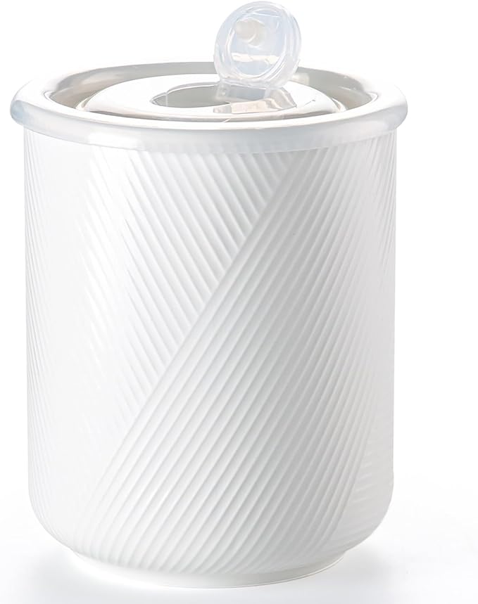 Food Storage Containers with Airtight Lids: Ceramic Canister Sets for Kitchen Countertop - Porcelain Jar for Coffee Tea Flour Sugar Rice Cookies Candy - White (75 oz)