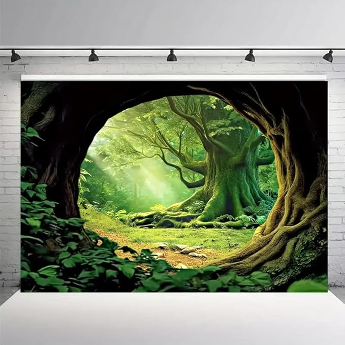 FENDROM Tree Cave Tapestry,Misty Forest Fairy Tale Wall Hanging Natural Jungle Sunshine Through Scenery Aesthetic tapestries for Living Room Bedroom Office Spring Decoration