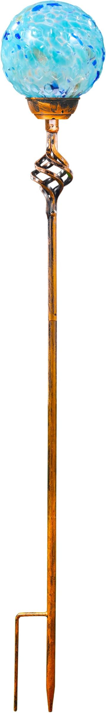 Garden Solar Lights, Decorative LED Honeycomb Glass Ball Garden Stake, Glass and Metal Outdoor Decoration, 4 x 31 Inch (Light Blue)