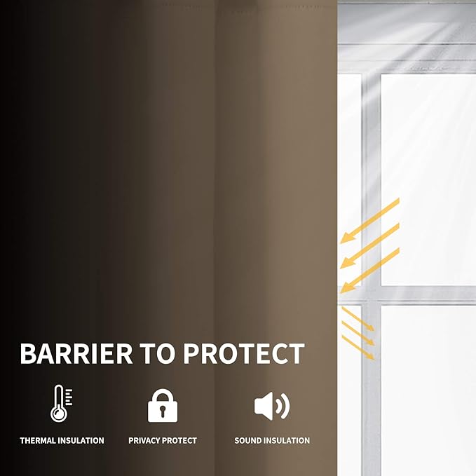 Easy-Going Blackout Curtains for Bedroom, Solid Thermal Insulated Grommet and Noise Reduction Window Drapes, Room Darkening Curtains for Living Room, 2 Panels (52x108 in,Camel)