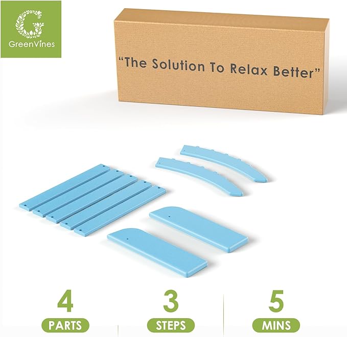 GREENVINES Adirondack-Ottoman | Set of 4 | HDPE Plastic | Outdoor Footrest | All Weather | Foot Rest | Foot Stool | Arctic | for Adirondack Chair | for Patio Backyard Pool