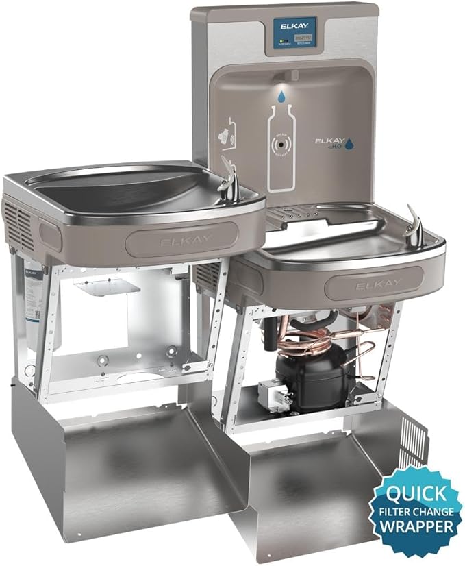 Elkay LZSTL8WSSP Enhanced Bottle Filler & Bi-Level ADA Cooler Refrigerated Stainless High Capacity Lead Drop Down Wrapper