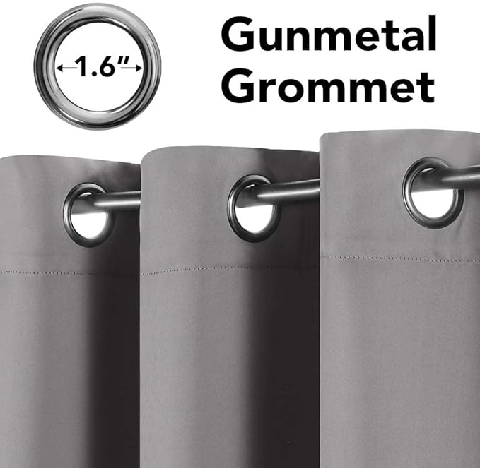 H.VERSAILTEX Insulated Thermal Blackout 72-Inch Long Grey Curtain Panels Pair - Nickel Grommet Window Drapes for Bedroom/Living Room (Dove Gray,Set of 2)