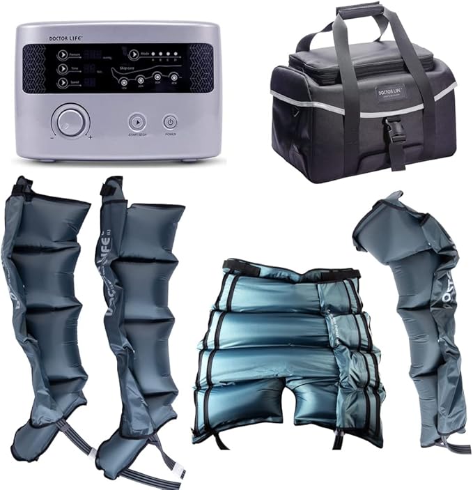 DOCTOR LIFE LX9max Full Body (C) - Sequential Air Compression Recovery System : Device + Legs (2XL) + Arm + Centerbody + Bag (FSA-HSA Approved)