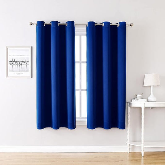 ChrisDowa Grommet Blackout Curtains for Bedroom and Living Room - 2 Panels Set Thermal Insulated Room Darkening Curtains (Royal Blue, 42W x 63L)