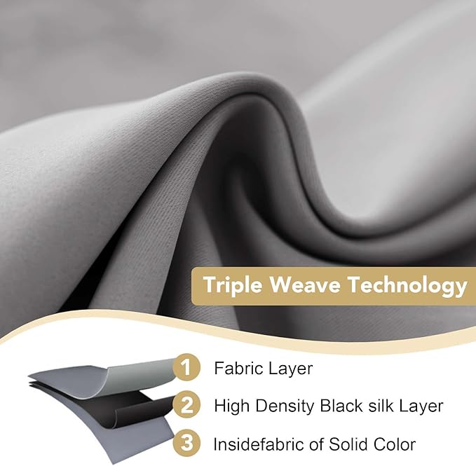 H.VERSAILTEX Three Pass Microfiber Blackout Thermal Insulated Grommet Panels Window Curtains/Drapes (Set of 2,52 x 96 Inch,Dove Gray)