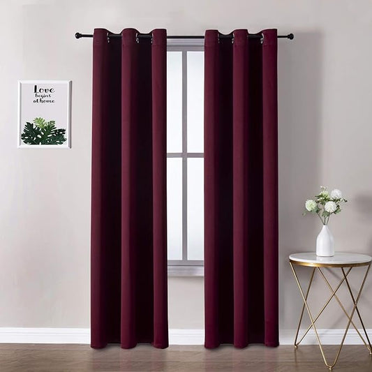 ChrisDowa Burgundyout Curtains 78 inches Long for Bedroom - 2 Panels Set Grommet Thermal Insulated Room Darkening Curtains for Living Room (Burgundy, 42 x 78 Inch)