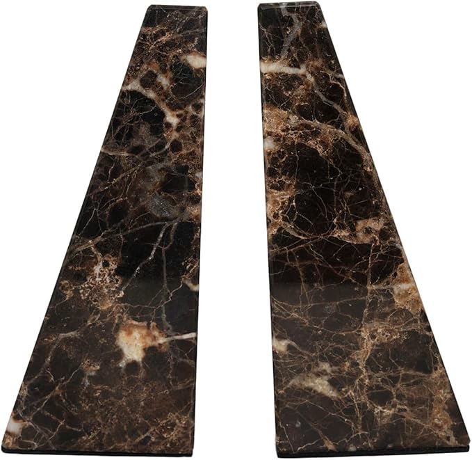 Decorative Bookends for Bookshelves, Set of 2 Marble Bookends for Living Room, Office, Bedroom, Heavy Duty,2 Pieces, Brown