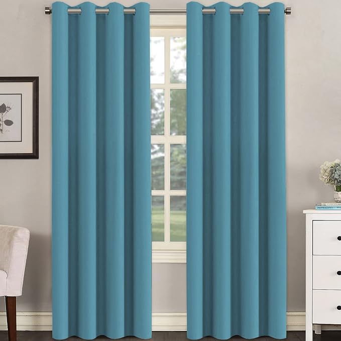 H.VERSAILTEX Premium Blackout Thermal Insulated Room Darkening Curtains for Bedroom/Living Room - Classic Grommet Top (2 Panels, Storm Blue, 52 Inch by 96 Inch)