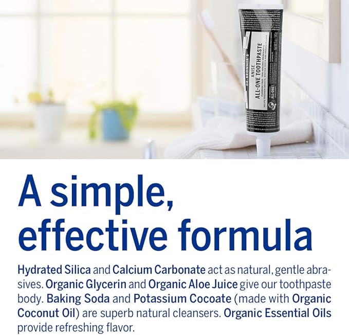 Dr. Bronner’s All-One Toothpaste 3-Pack Variety– (Peppermint, Cinnamon, Anise, 5oz Each)– 70% Organic Ingredients, SLS Free Toothpaste, Fluoride Free, Natural, Vegan, Gentle for Sensitive Teeth