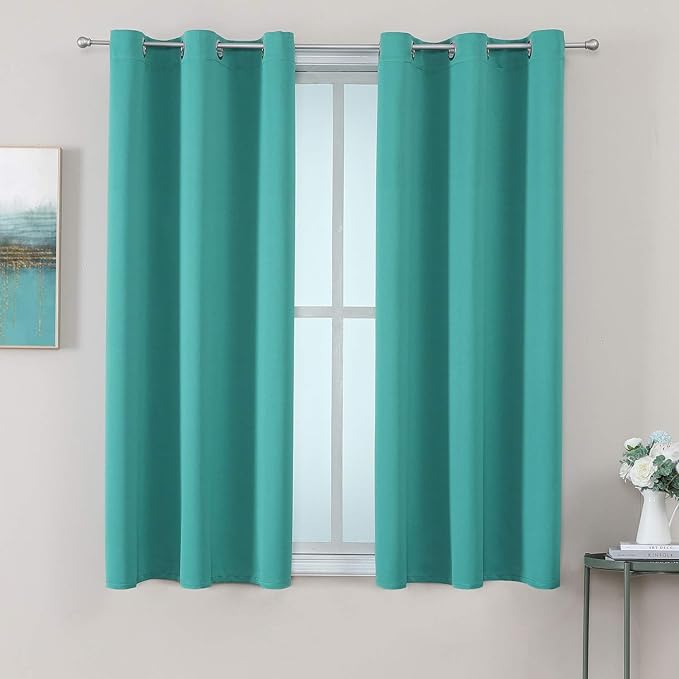 ChrisDowa Grommet Room Darkening Curtains for Bedroom and Living Room - 2 Panels Set Thermal Insulated Blackout Curtains (Teal, 38W x 54L)